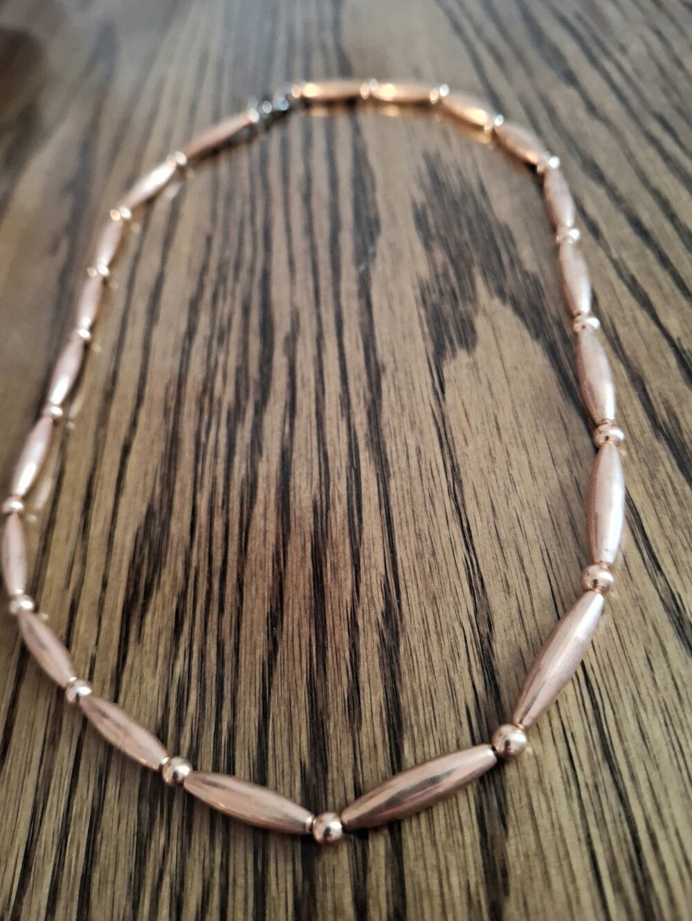 Copper Flutes And Pearls Beaded Necklace 20" - Picture 2 of 4